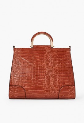 L. The New Me Satchel - Cognac Croc