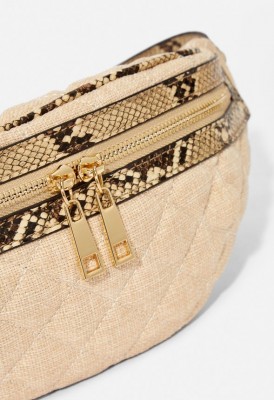 L. Rounded Out Belt Bag - Linen/Snake