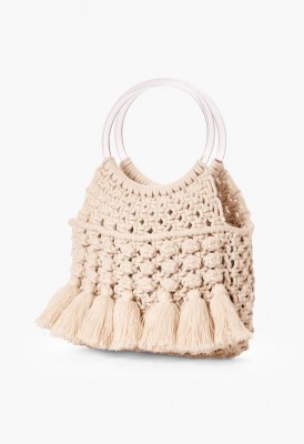 L. The Beach People Macrame Clutch - Ivory