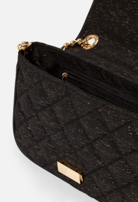 L. Quilted & Chain Crossbody Bag - Black