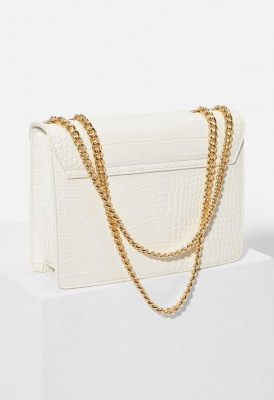 L. Bamboo Ring Crossbody Bag - White Croc