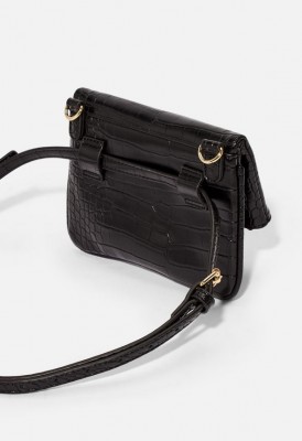 L. Flap Over Belt Bag - Black Croc