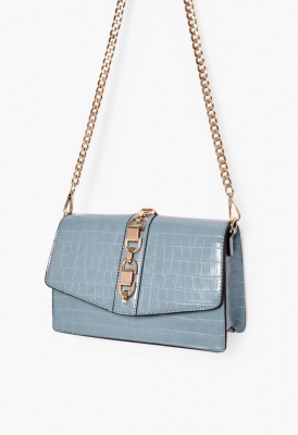L. Can't Chain Me Down Crossbody Bag - Blue Croc