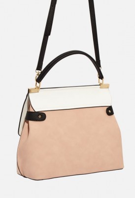 L. Bar Top Handle Satchel - Blush/White/Black