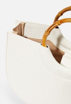 L. Bamboo Handle Tote - White Croc
