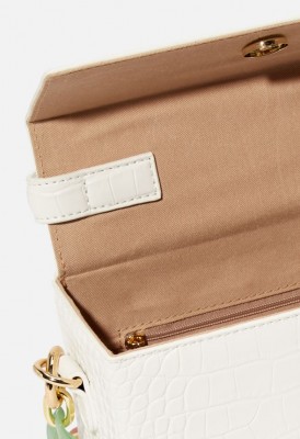 L. Boxy Baguette Crossbody Bag - White Croc