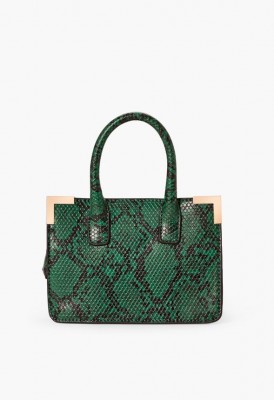 L. Sharp Corner Mini Satchel - Green Snake