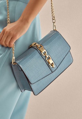 L. Can't Chain Me Down Crossbody Bag - Blue Croc