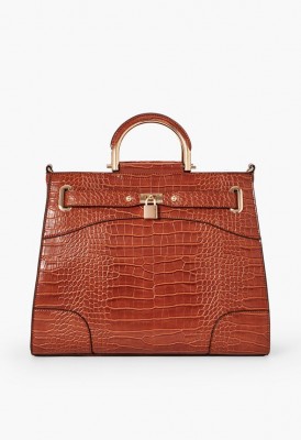 L. The New Me Satchel - Cognac Croc