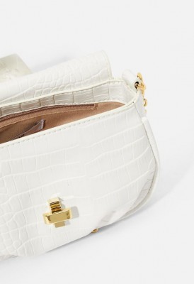 L. Turnlock Convertible Crossbody Bag - White Croc